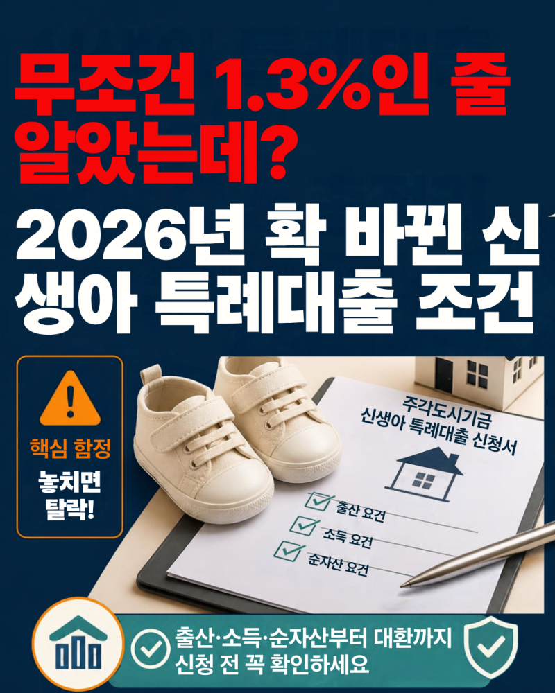"무조건 1.3%인 줄 알았는데?" 2026년 확 바뀐 신생아 특례대출 조건, 4억 한도의 함정과 현실 꿀....