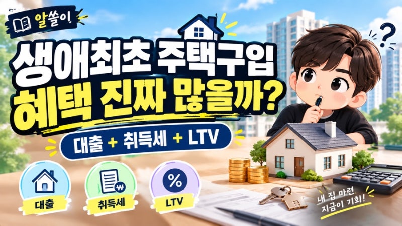 [내집마련] 생애최초 주택구입 혜택 총정리 (대출 조건 + 취득세 감면 + LTV 한도 한눈에 보기)