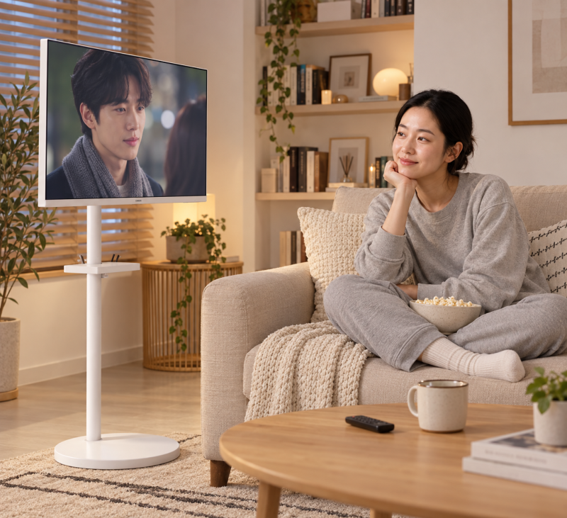 삼성 M5 32인치 이동식 거치대 거실 시청 기록