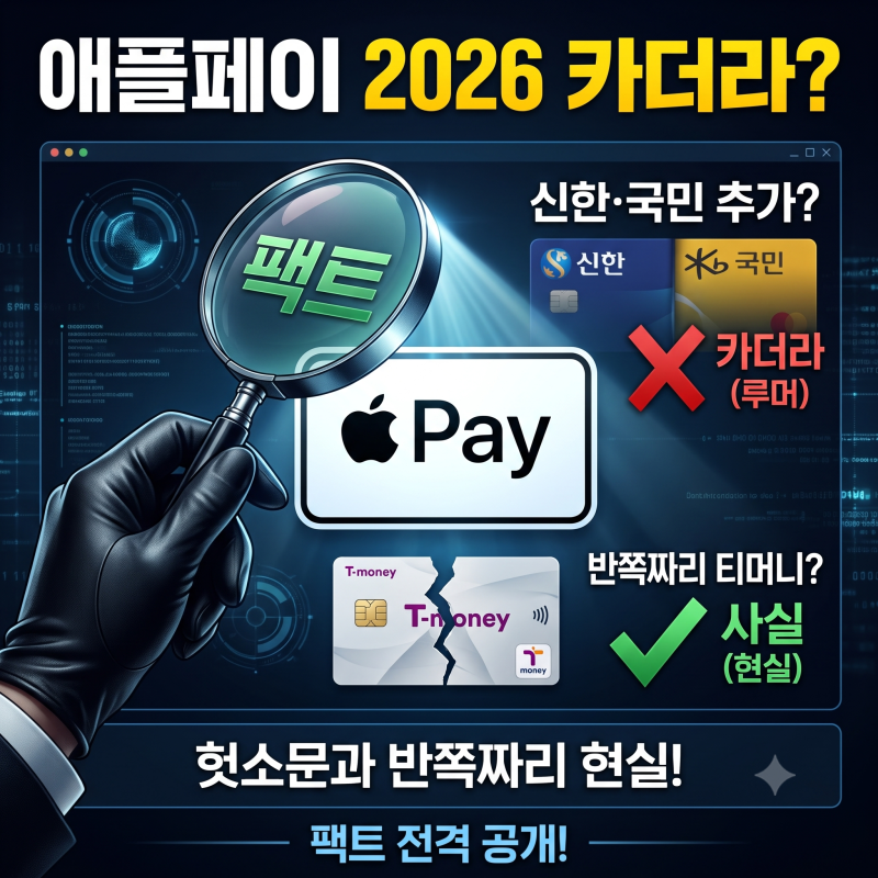 애플페이 카드사 신한·국민 추가? 2026년 헛소문 팩트체크와 반쪽짜리 티머니의 진실