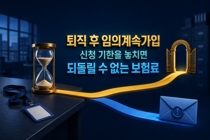 퇴직 후 임의계속가입, 신청 기한을 놓치면 되돌릴 수 없는 건강보험료