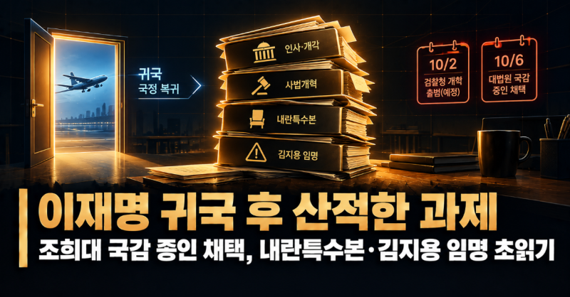 이재명 귀국 후 산적한 과제 — 조희대 국감 증인 채택, 내란특수본·김지용 임명 초읽기
