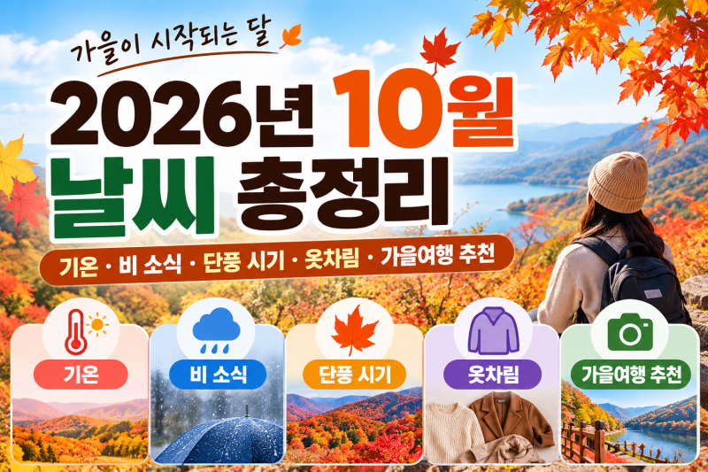 2026년 10월 날씨 총정리｜기온·비 소식·단풍 시기·옷차림·여행하기 좋은 날