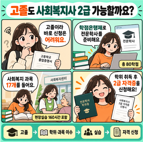 고졸사회복지사2급자격증취득방법 (만화로 이해하기 쉽게 보기)