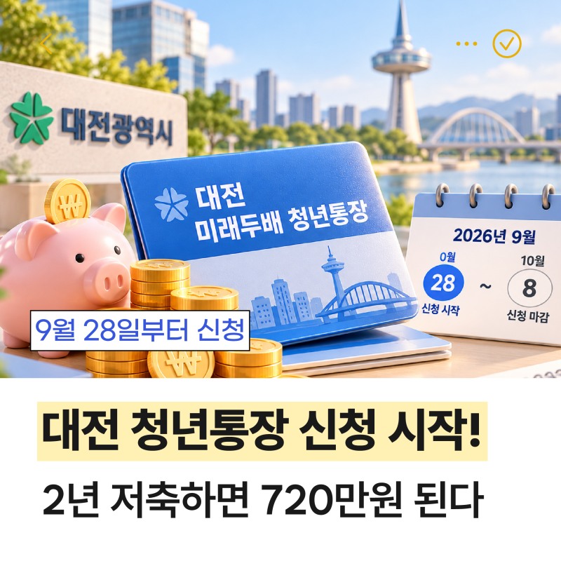 대전 청년 2년 저축하면 720만원? 1,500명 오늘부터 모집