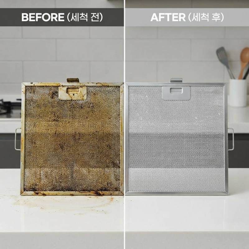 주방 후드 필터 기름때 제거하는 법, 베이킹소다 불려서 닦기 실전 후기