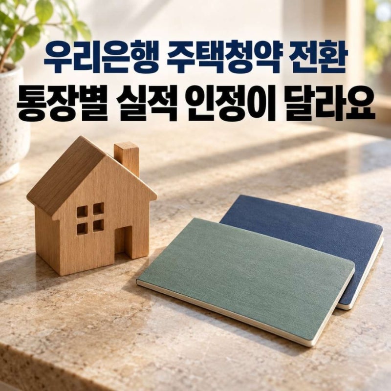 우리은행 주택청약 전환, 통장 종류에 따라 인정되는 실적이 달라요