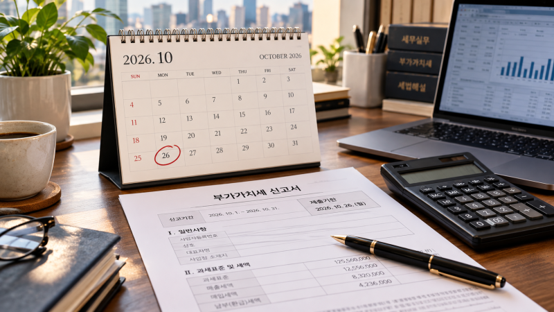 2026년 10월 부가세 예정신고·예정고지 완벽정리, 개인사업자 10월 26일까지 확인