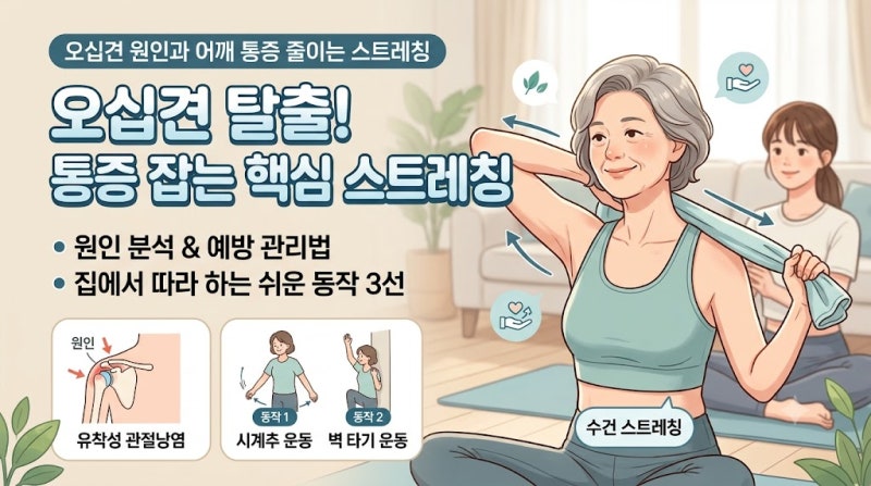 굳어버린 어깨를 부드럽게 푸는 오십견 원인과 통증 완화 스트레칭