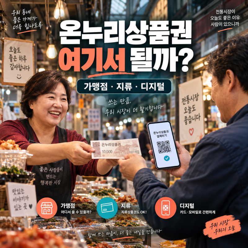 온누리상품권 사용처, 시장 안인데 왜 결제가 안 될까? 가맹점·결제방식 확인법