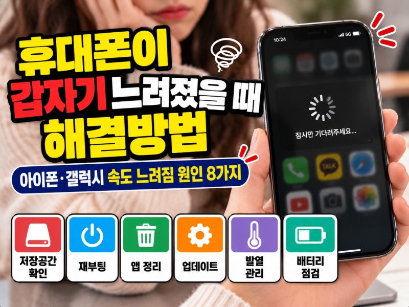 휴대폰이 갑자기 느려졌을 때 해결방법｜아이폰·갤럭시 속도 느려짐 원인 8가지