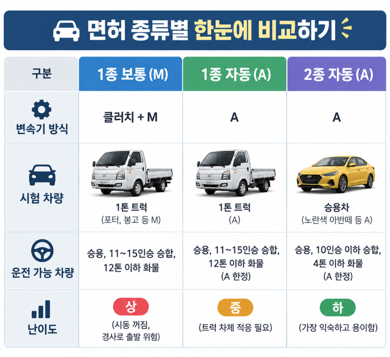 [1종보통 vs 1종자동 vs 2종자동] 운전면허 선택 기준 총정리