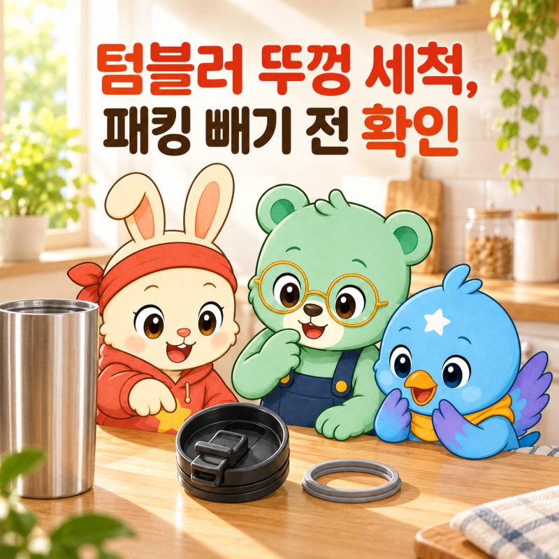 텀블러 뚜껑 세척, 패킹 빼기 전 확인