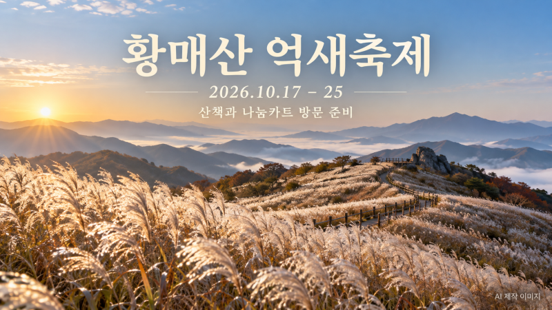 2026 황매산 억새축제 부모님과 갈 때 나눔카트 평일 이용 조건부터 개막식과 도슨트 신청까....