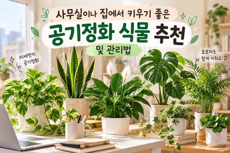 사무실이나 집에서 키우기 좋은 공기정화 식물 추천 및 관리법