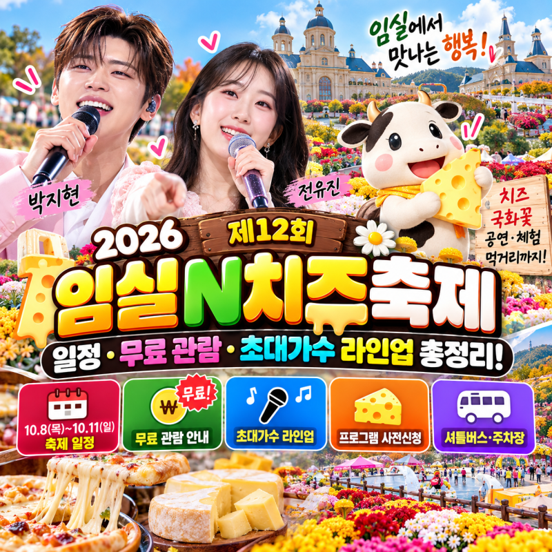 박지현·전유진 출격! 2026 임실N치즈축제 일정, 무료 관람 및 초대가수 라인업 총정리
