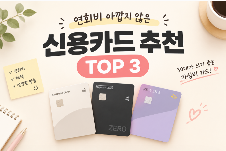 연회비 아깝지 않은 신용카드 추천｜30대가 쓰기 좋은 가심비 카드 TOP 3