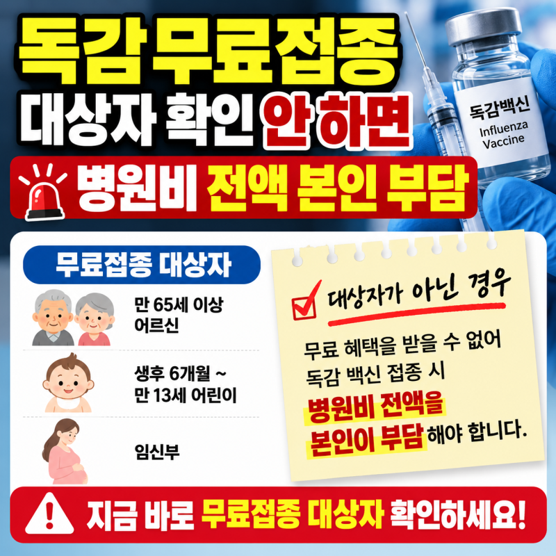 독감무료접종 대상자 확인 안 하면 병원비 전액 본인 부담