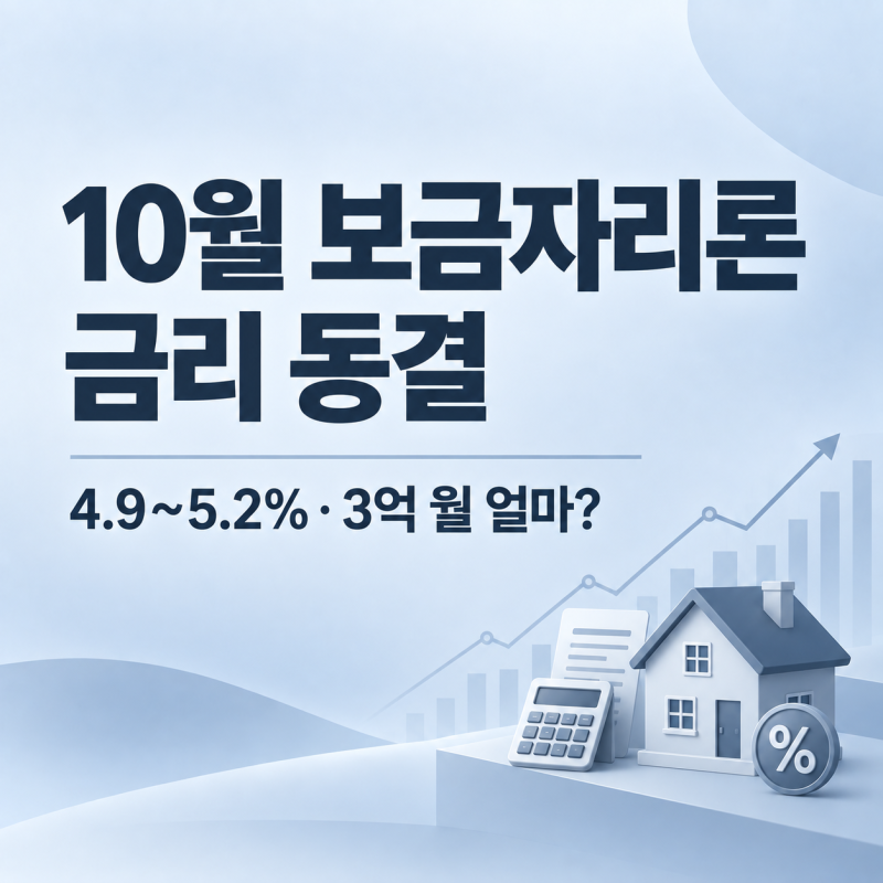 2026년 10월 보금자리론 금리 동결｜4.9~5.2%·3억 대출 월상환액 얼마?