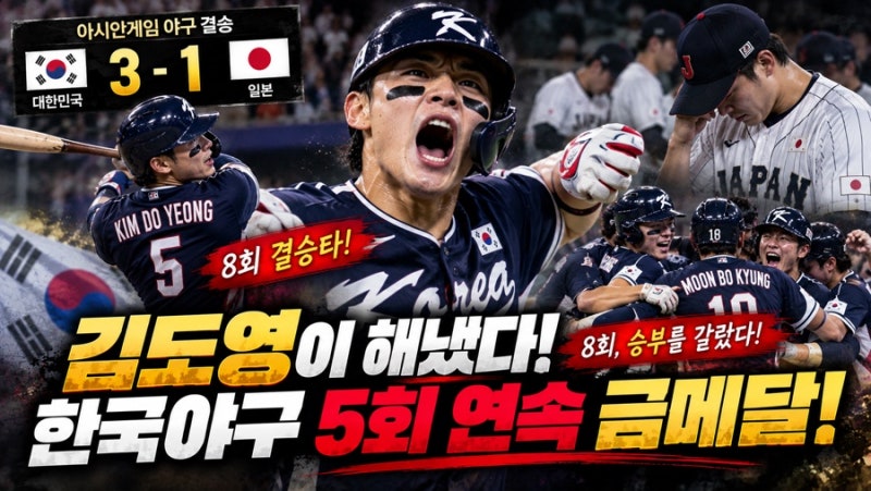 한국야구 아시안게임 우승, 일본 꺾은 결정적 장면 공개