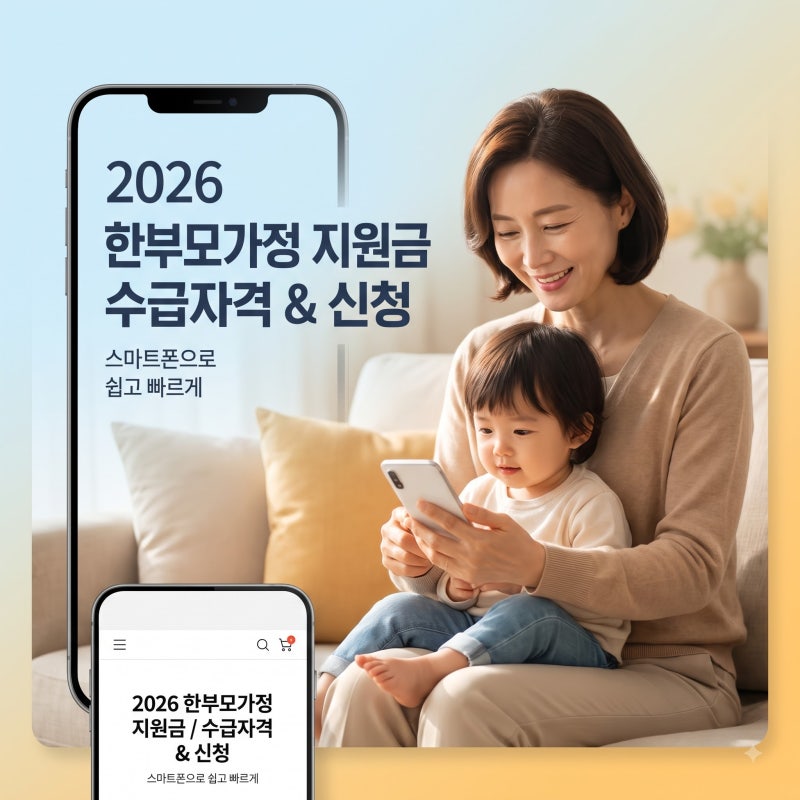 2026 한부모가정 지원금 수급자격 및 모바일 신청