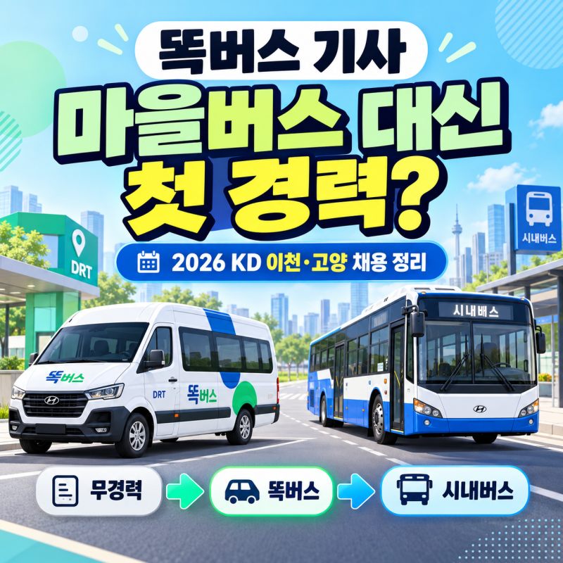 똑버스 기사, 마을버스 대신 첫 경력 될까? 2026 KD 이천·고양 똑버스 채용 정리