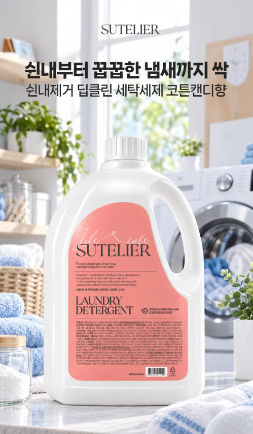 수뜰리에 쉰내제거 세탁세제, 빨아도 남는 수건 냄새가 고민이라면