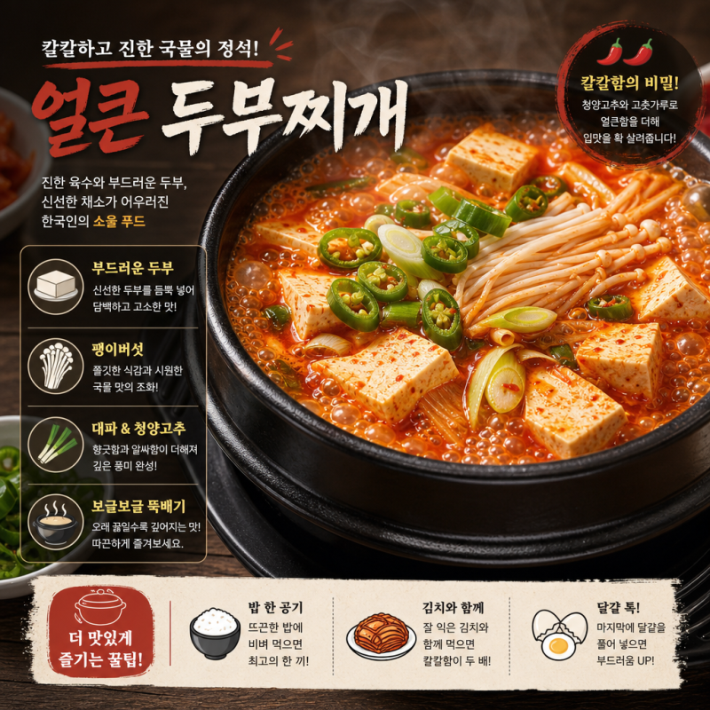 다이어트 중 칼칼한 국물이 당길 때! 밥비벼 먹기 좋은 두부 팽이버섯 짜글이 황금 레시피
