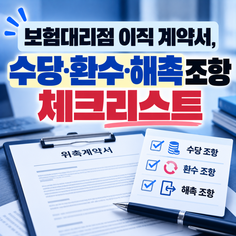 보험대리점 이직 계약서, 수당·환수·해촉 조항 체크리스트