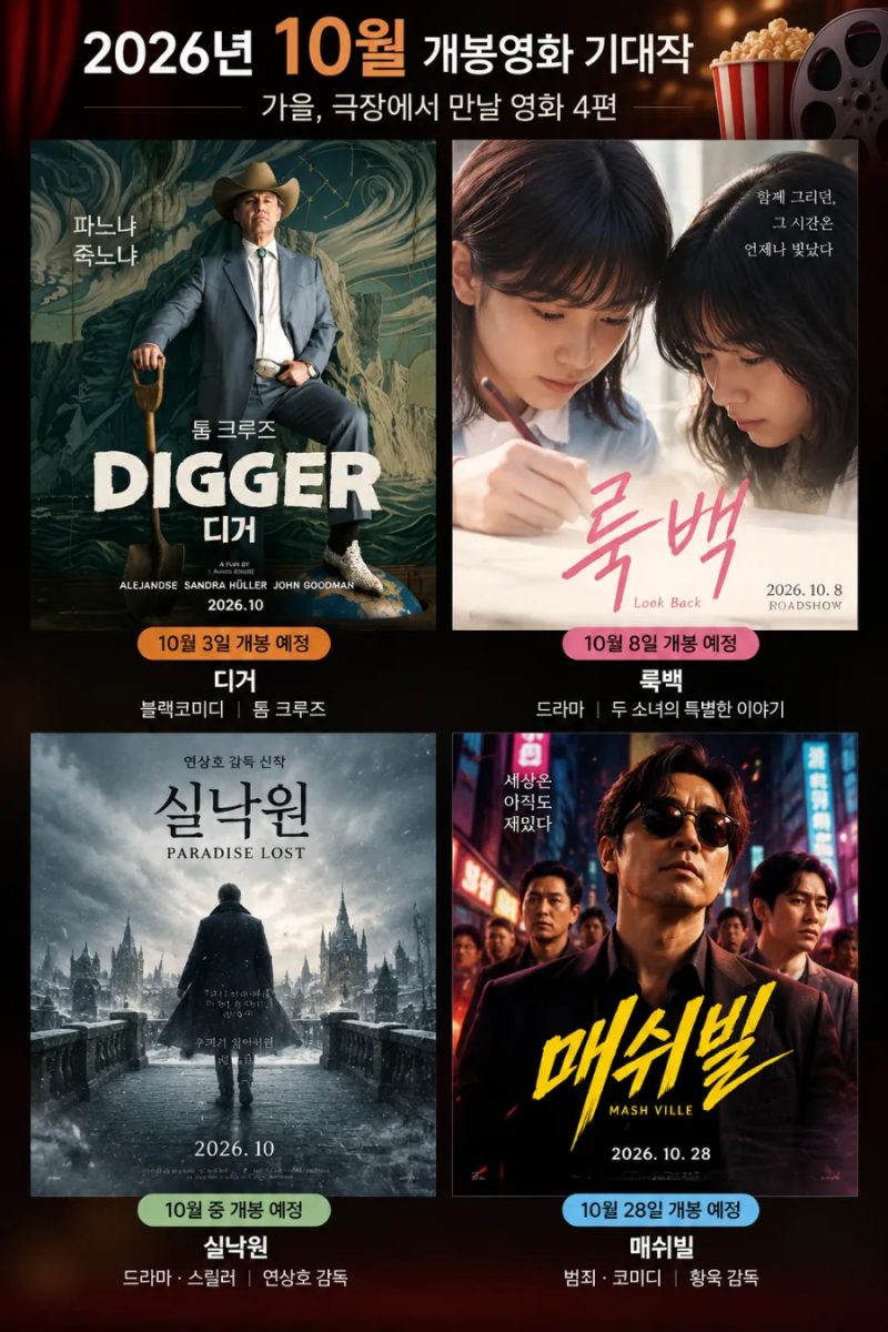 2026년 10월 개봉영화 기대작 1부◇ 톰 크루즈 [디거] 줄거리·출연진·관람 포인트