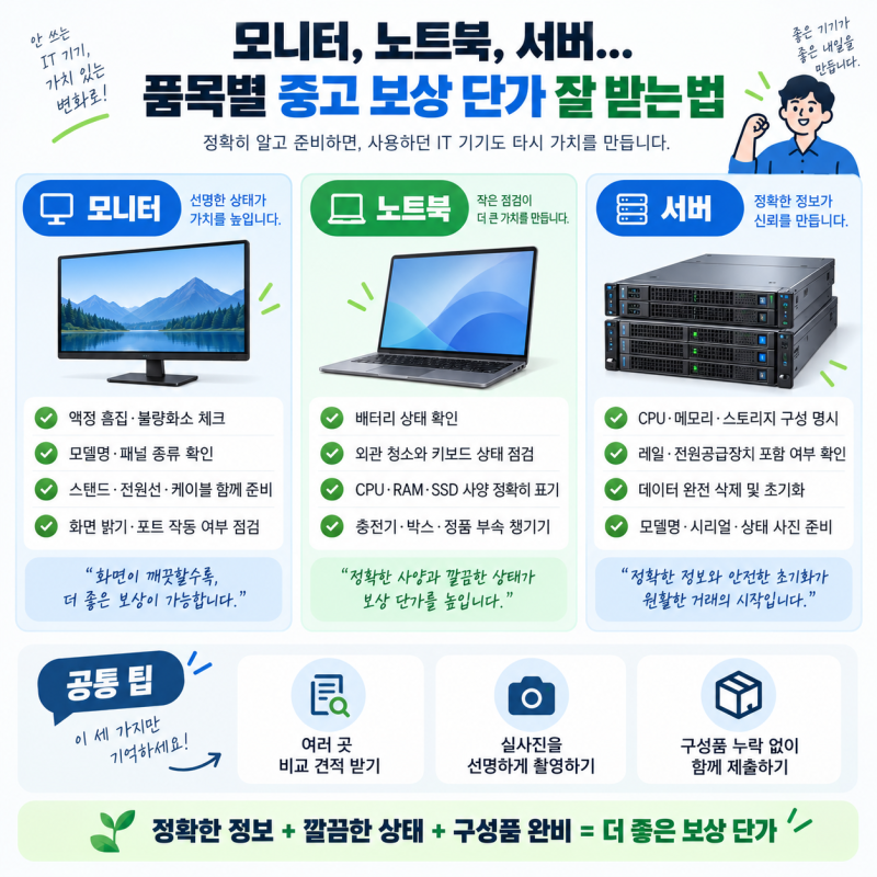 모니터, 노트북, 서버... 품목별 중고 보상 단가 잘 받는 법