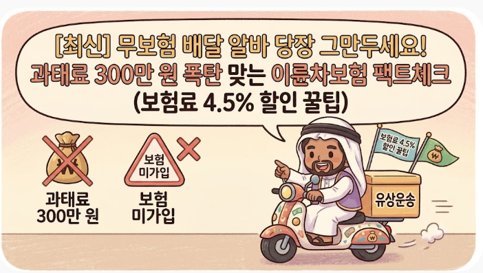 [최신] 무보험 배달 알바 당장 그만두세요! 과태료 300만 원 폭탄 맞는 이륜차보험 팩트체크 (....
