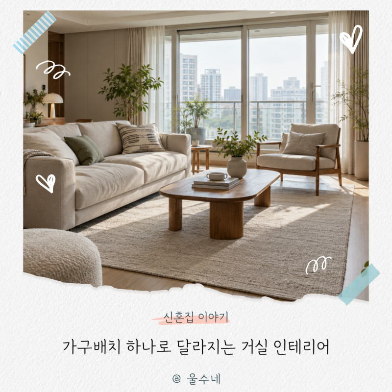 “소파 아직도 벽에 딱 붙이세요?” 가구배치 하나로 달라지는 거실 인테리어 트렌드