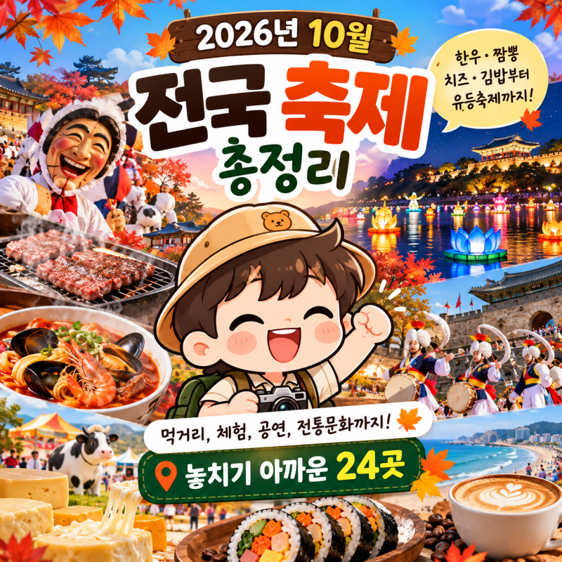 2026년 10월 전국 축제 총정리｜한우·짬뽕·치즈·김밥부터 진주 유등까지