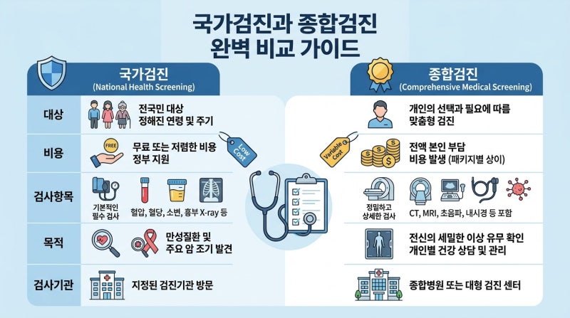 종합건강검진 비용과 병원 고르는 법, 국가검진과 뭐가 다를까요