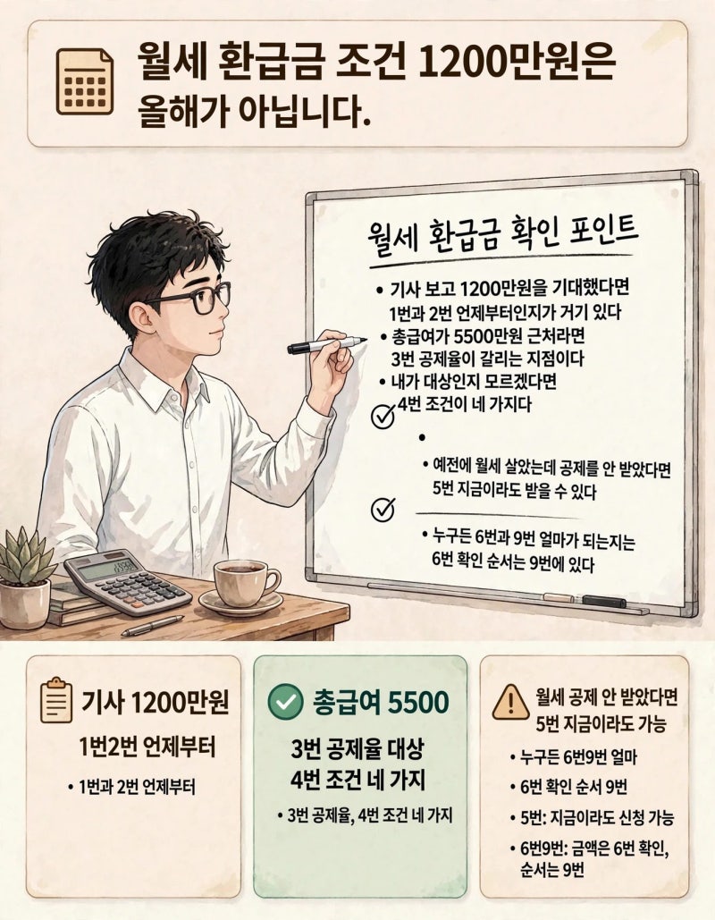 월세 환급금 조건, 1,200만원은 올해가 아닙니다