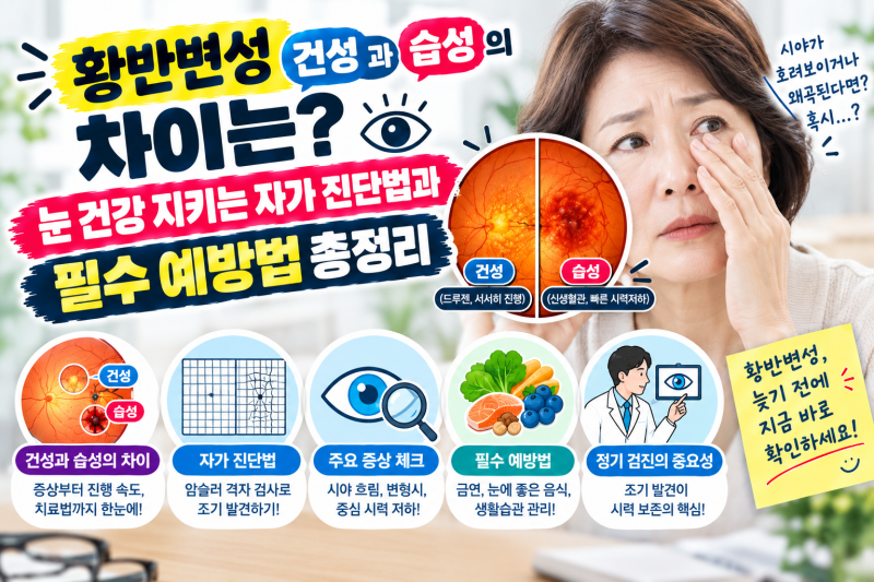 황반변성 건성과 습성의 차이는? 눈 건강 지키는 자가 진단법과 필수 예방법 총정리