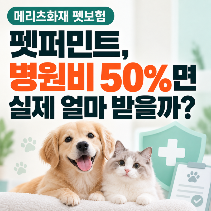 메리츠화재 펫보험 펫퍼민트, 병원비 50%면 실제 얼마 받을까?