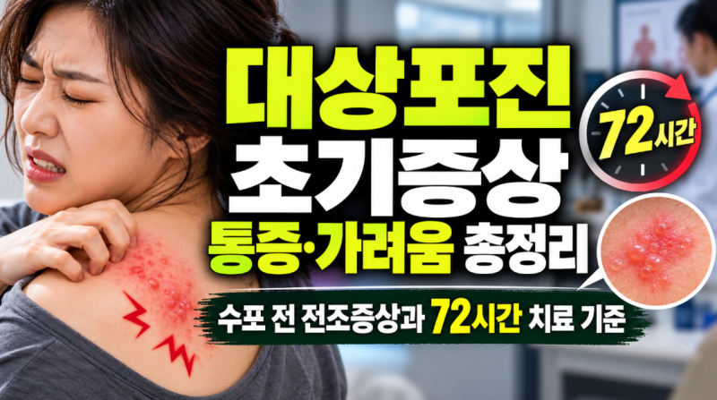 대상포진 초기증상 통증·가려움 총정리｜수포 전 전조증상과 72시간 치료 기준
