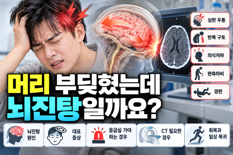 머리 부딪힌 후 두통·어지럼증, 뇌진탕일까? | 자도 되는지 & 뇌출혈·CT·응급실 가야 하는 증....