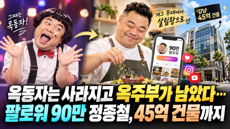 옥동자는 사라지고 옥주부가 남았다…팔로워 90만 정종철, 45억 건물까지