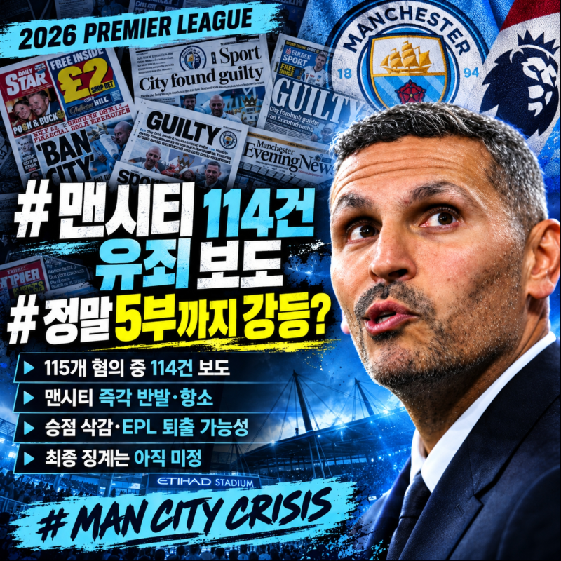 맨시티 정말 5부까지 강등되나, 114건 유죄 보도, 항소, EPL 징계 총정리
