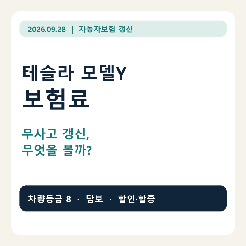 테슬라 모델Y 보험료｜무사고 갱신 인상 때 확인할 3가지