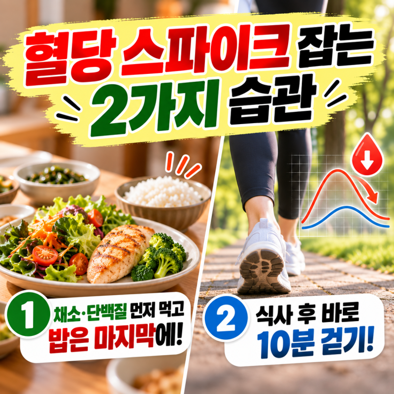혈당 스파이크 줄이는 방법, 밥은 마지막 식후 10분 걷기 효과