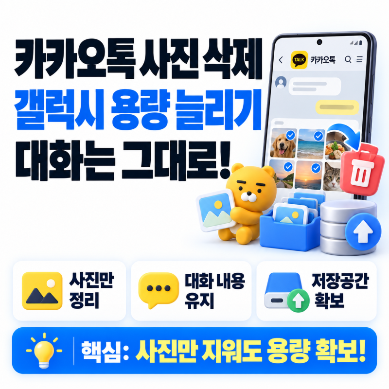 카카오톡 사진 삭제로 갤럭시 용량 늘리기, 대화는 남기고 사진만 지우는 방법