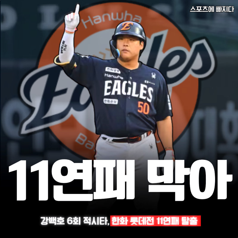 "여기서 또 놓치나" 강백호 6회 적시타, 한화 롯데전 11연패 탈출