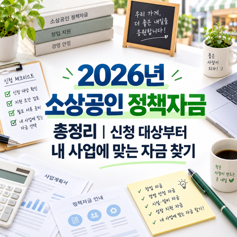 [정책자금·지원사업 가이드] 2026년 소상공인 정책자금 총정리｜신청 대상부터 내 사업에 맞....