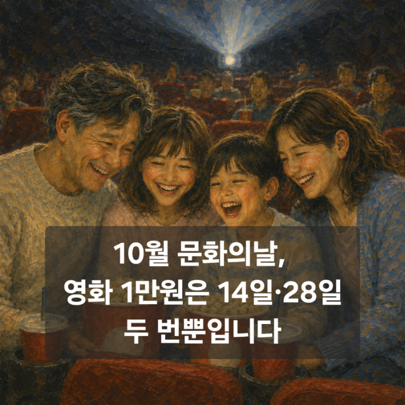 October Culture Day: Movie 10,000 Won Dates (14th & 28th) and How to Apply CGV Culture Day & 4DX DAY Benefits