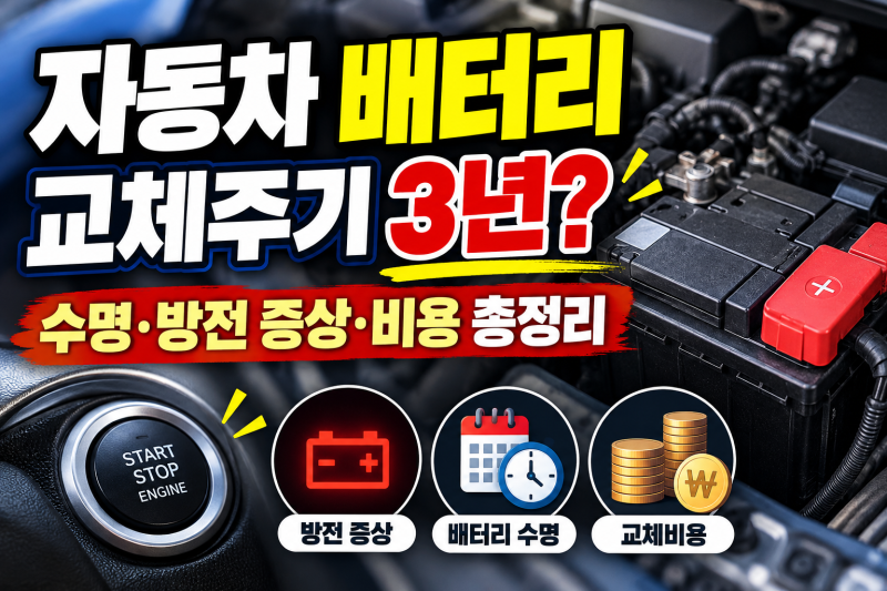 자동차 배터리 교체주기 3년이면 바꿔야 할까? 수명 방전 증상 교체비용 총정리