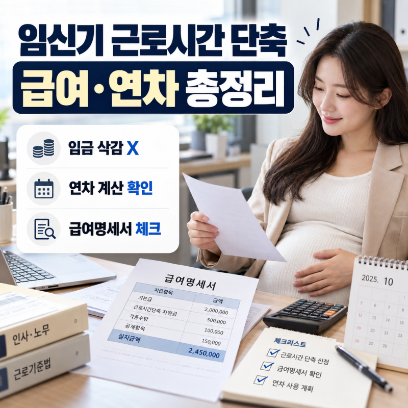 임신기 근로시간 단축 급여 줄어들까?｜임금 삭감·연차 계산방법 총정리